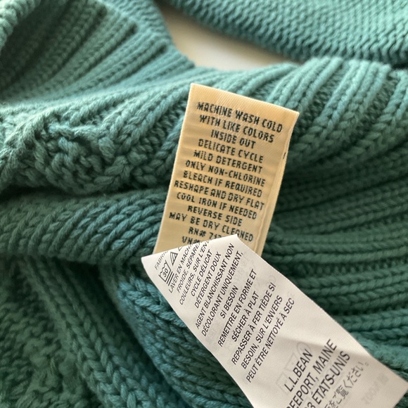 L.L. Bean Women Teal Quarter Zip Sweater - S Petite - Picture 9 of 9